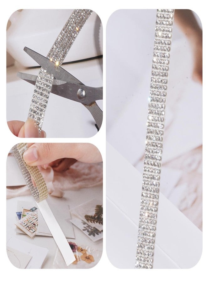 Marrywindix 5 Yards Self Adhesive Rhinestone Ribbons Glittery Sliver Crystal Strips Diamond Crystal Rhinestone Ribbon Roll Stickers for DIY Crafts Fabric Car Shoes Decoration - Image 4